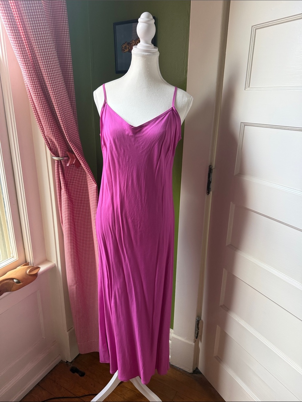 LOFT Fuchsia Slip Dress with Spaghetti Straps